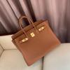 High-quality Version H Home First-layer Cowhide Lychee Pattern Platinum Bag, Portable Shoulder Crossbody Kelly Women's Bag