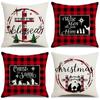Christmas Red Gift Linen Print Car Sofa Dual-use Pillow Case