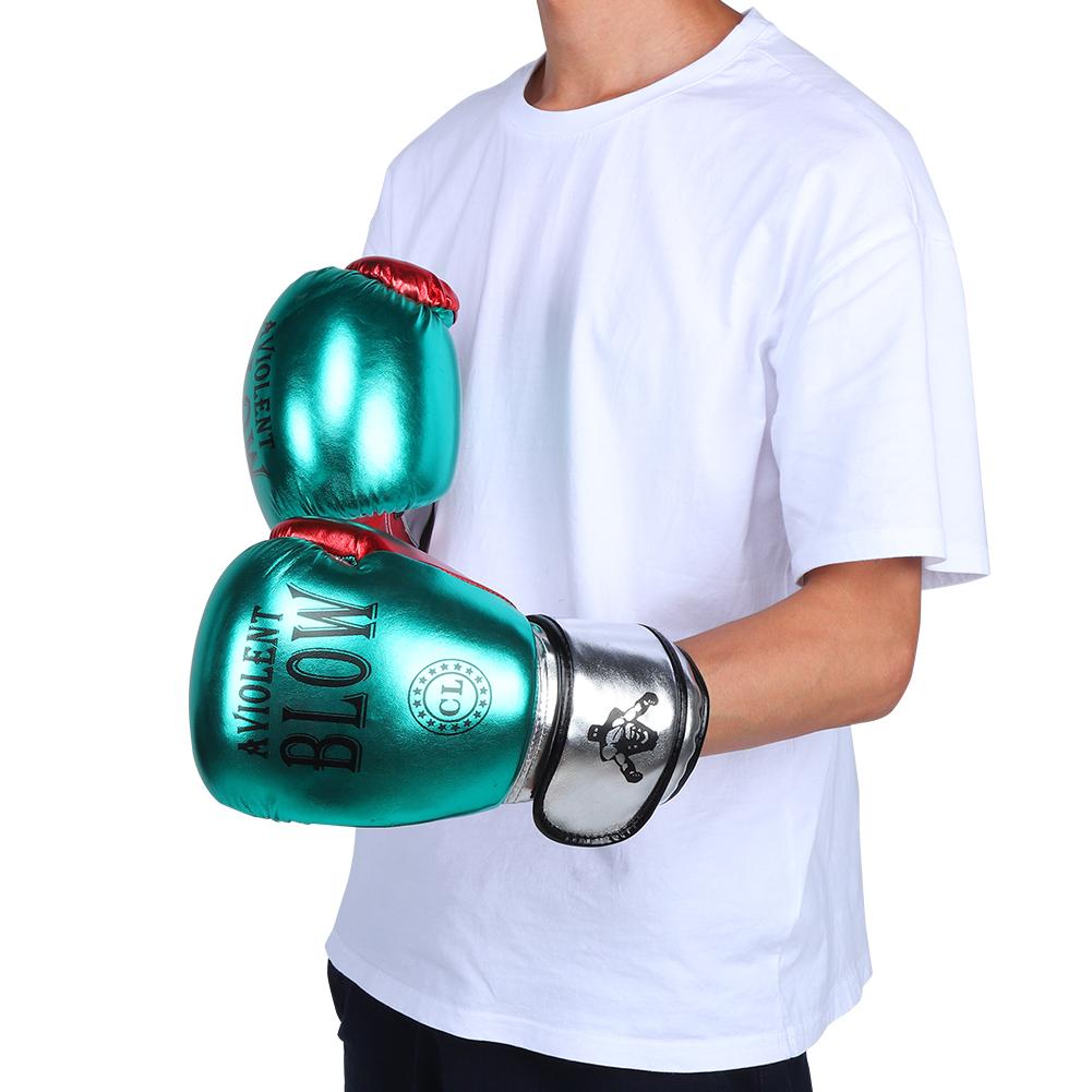 1 Pair Unisex PU Boxing Gloves Sanda Punching Sparring Sandbag Training MittsGreen