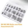 480PCS 304 Stainless Steel, 13 Metric Common Sizes Included M4 M5 M6 Bolts Nuts Assortment Kit