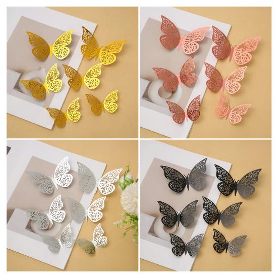 12 Stuks 3D Vlinder Muurstickers 3 Maten Holle Vlinder Muurkunst Verwijderbare DIY Decoratieve Sticker voor Kamer Kantoor Slaapkamer Woonkamer Decor