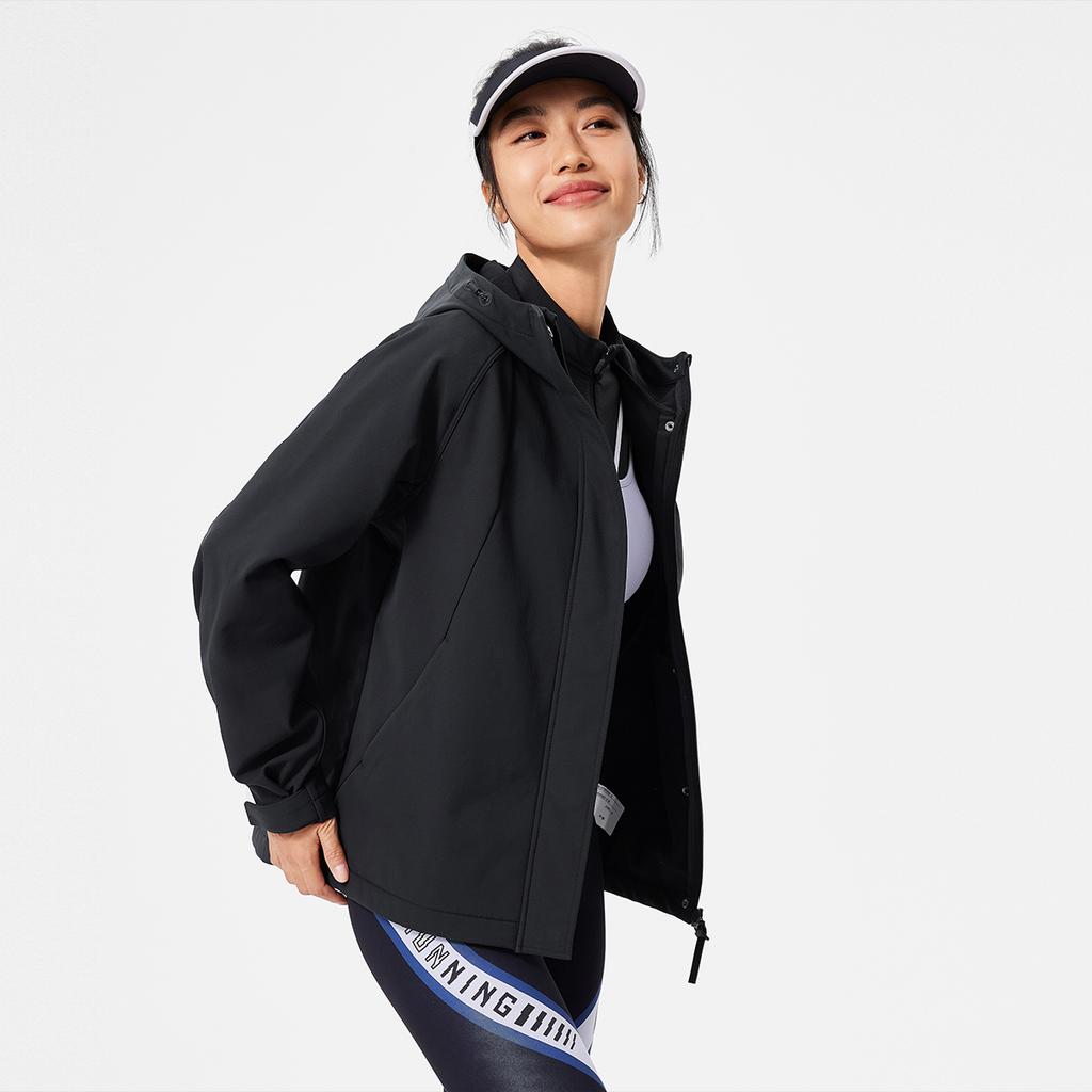 Li-Ning Water-Resistant Solid Color Zip-Up Hooded Comfortable Breathable Sports Jacket Women Jacket Black AFDU562-4
