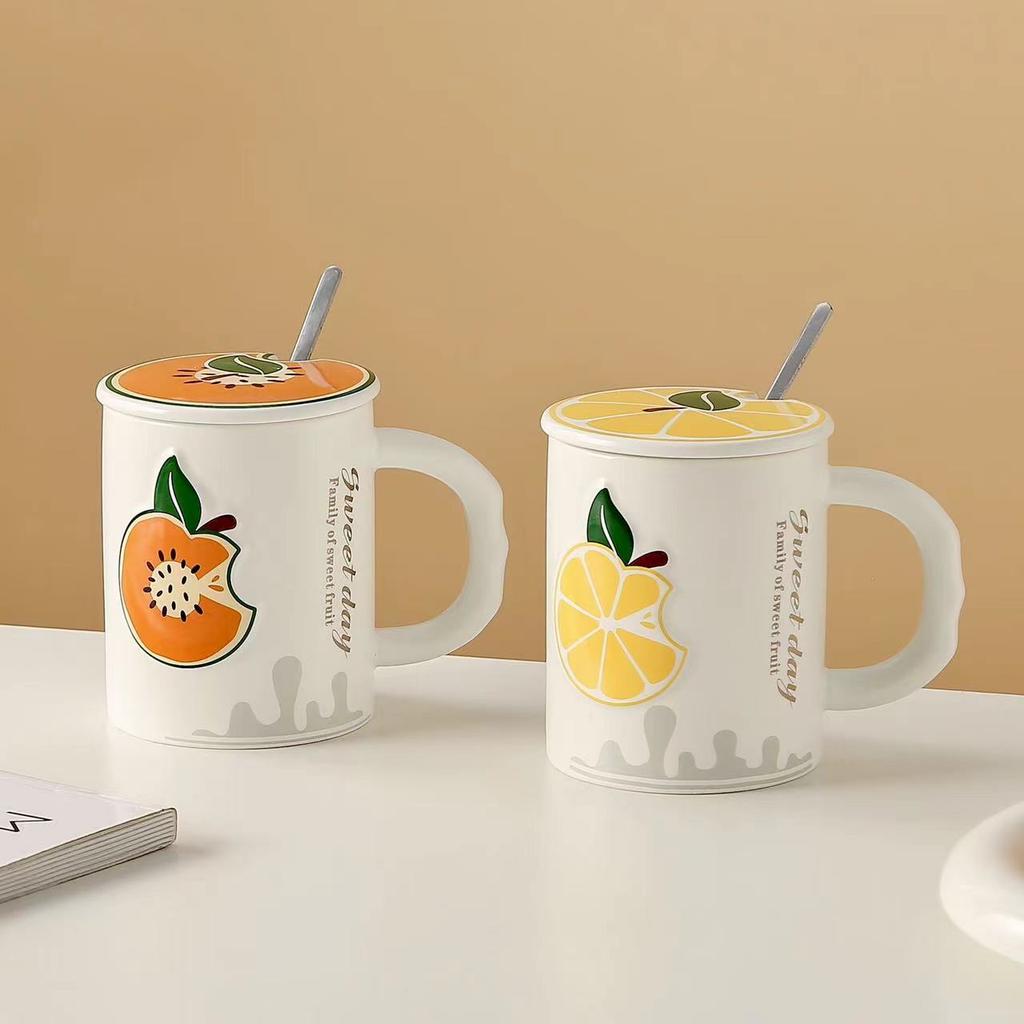 Creative Fruit Ceramic Cup with High Appearance and Large Capacity Office Home Coffee Milk Cup  Gift Cup