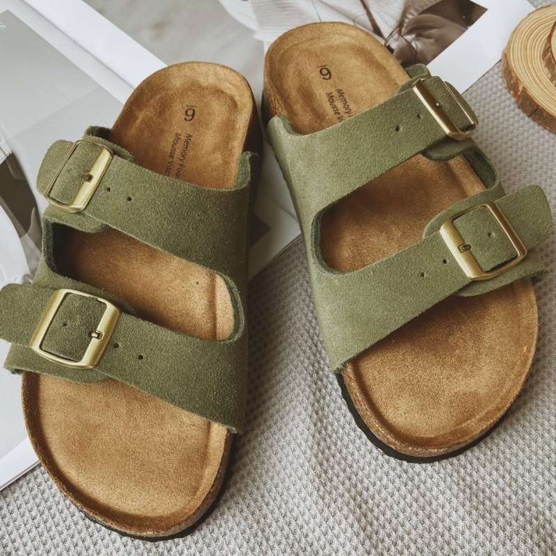 Foreign Trade Export Cowhide Birkencool Slippers Women's Summer Korean Version Niche Retro Flat-bottomed Casual Lazy Slippers