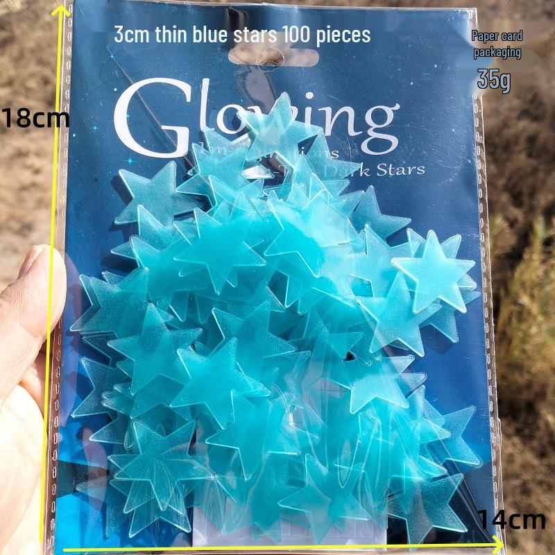 100-Piece 2-3cm Fluorescent 3D Star Wall & Refrigerator Glow Stickers