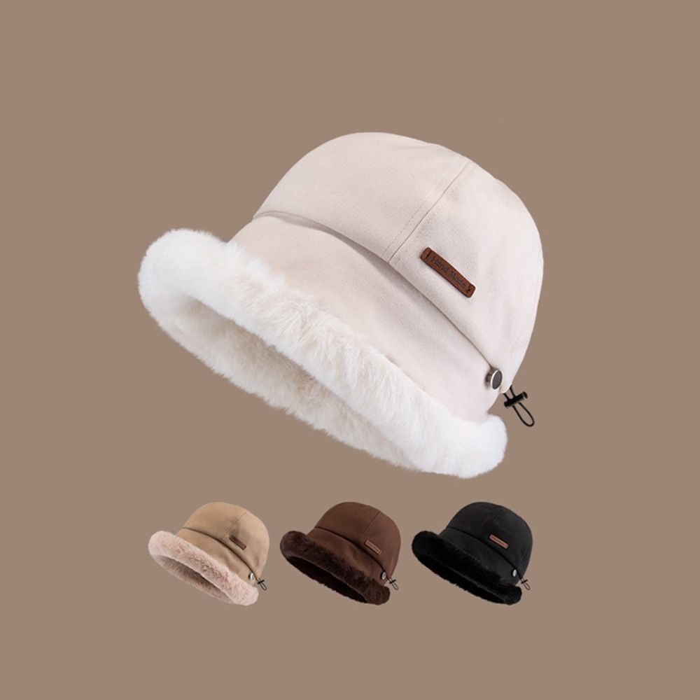 Windproof Fluffy Fur Bucket Hat Soft Warm Cap Cute Winter Fisherman Hat  Outdoor