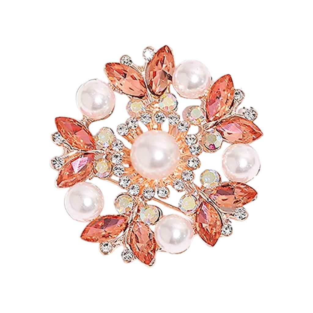 Elegant Crystal Pearl Flower Brooch For Women Vintage Rhinestone Scarf Pin Multi Purpose Jewelry Gift