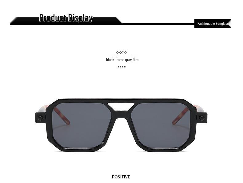Trendy European & American Thick Frame Double Beam Square Sunglasses for Men & Women