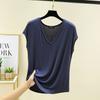 Modal V-Neck Tank Tops Summer Women's T-shirts Sleeveless Plus Size Thin Casual Loose Tee Tops