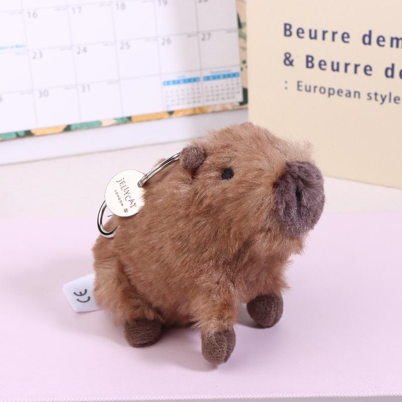 Kawaii Simulation Plush Capybara Keychain Cute Stuffed Animal Doll Pendant Car Key Holder Backpack Hanging Decoration Gifts