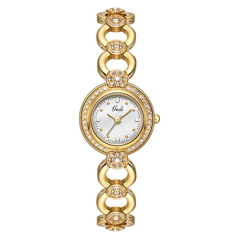 Gedi Womens Fashion Quartz Watch With Waterproof Feature For Casual Wear Gold White