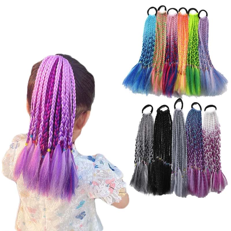 Children'S Wig Ponytail Dirty Braid Ponytail Hair Loop Short Three Braid Ponytai