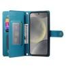 Samsung Galaxy S25+ Plus Flip Case, Wallet Zipper Pocket, Blue