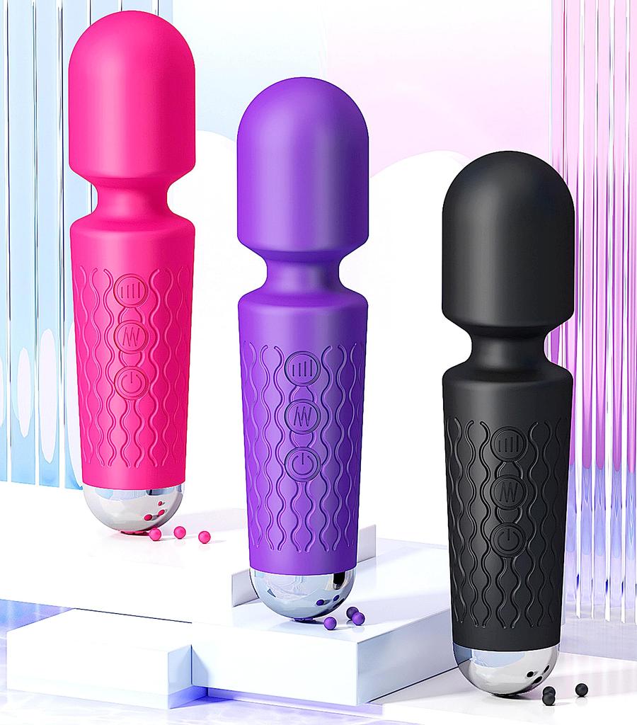 TradeWind Electric massager massager shiatsu body care 20 vibration modes 8 speeds Cordless USB charging Quiet design (pink)