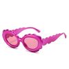 Lunettes de soleil Y2K Vintage à Monture Large Motif Ondulé Fleuri pour Femmes Hommes Lunettes de Soleil de Designer de Luxe Teintes Punk Violet Rose