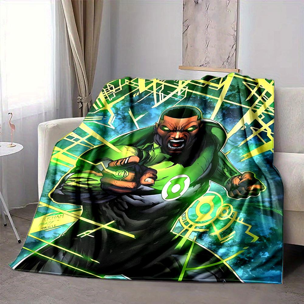 1pc Green Lantern Blanket Polyester Fiber, All Season Comfort for Sofa, Bed, Office, Car, Camping Ideal Home Decor & Gift, Office Comfort