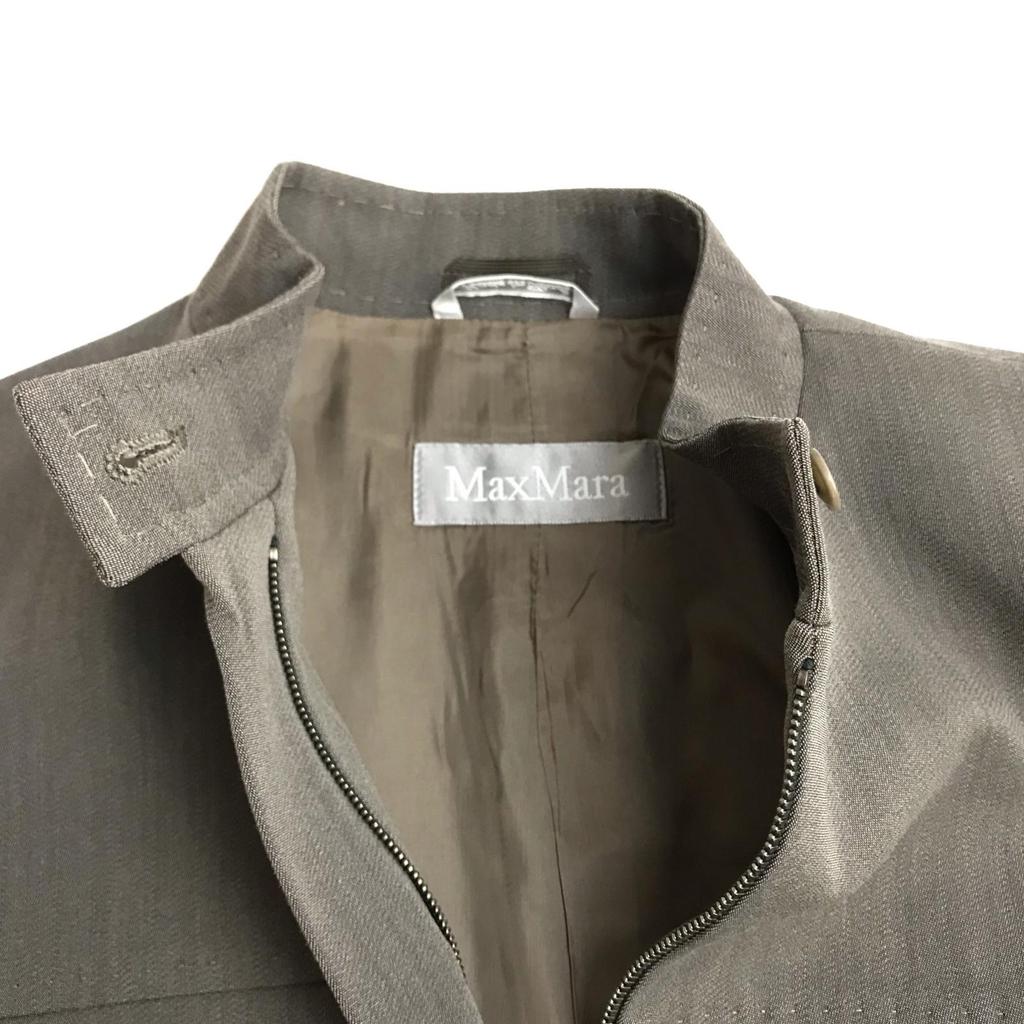 MAX MARA Italy Pantsuit Set Women’s L J42 Mao Collar Zip Jacket Brown(USED)
