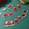 Red Festive Christmas Dress and Double-Sided Acrylic Earrings Set for Girls
