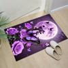 Moonlit Purple Roses and Butterflies RugDreamy Night Scene for BedroomDécor Cozy Area Mat Anti Slip Carpet Can Be Machine Washed