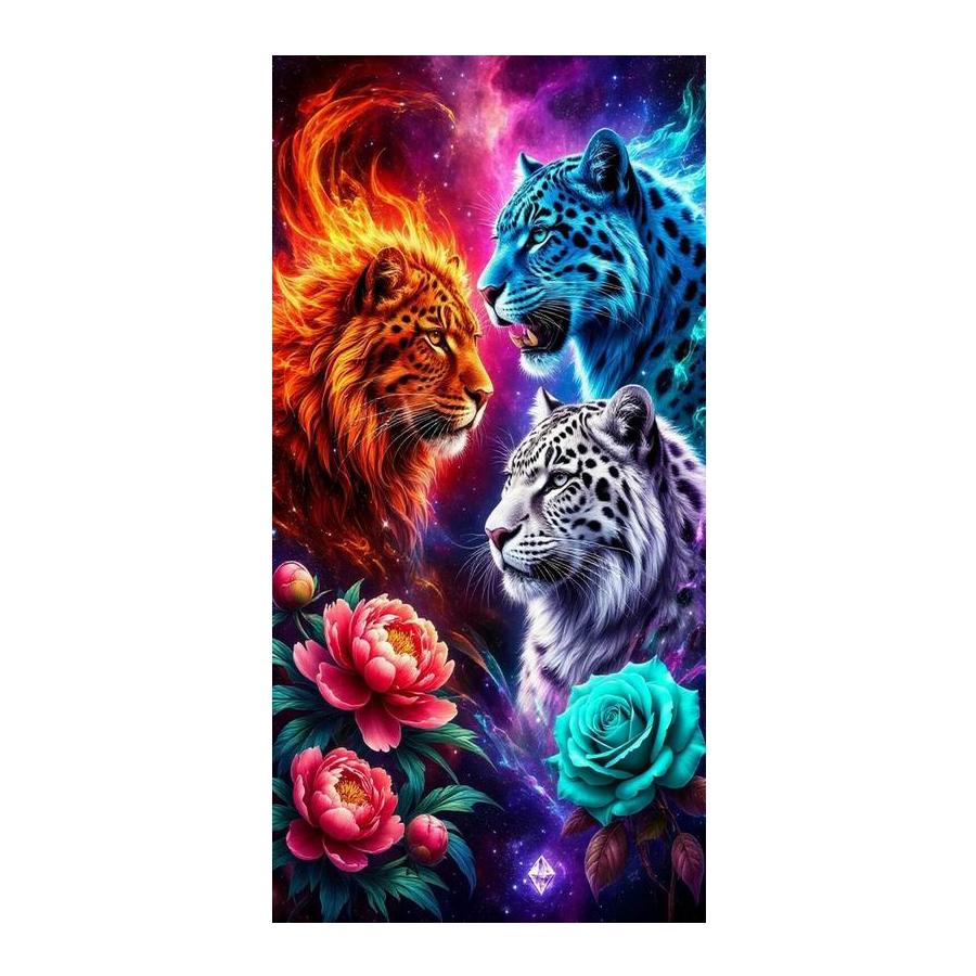 Tiger Leopard Lion Flower Large Size Diamond Painting New Collection Wild Animals Diy Full Drill Rhinestone Embroidery Mosaic Cross Stitch Kits