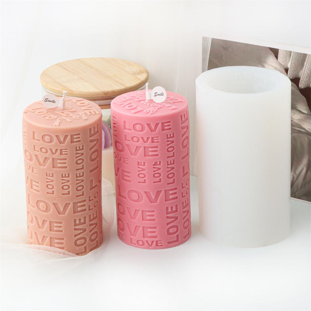 3D Letter Cylinder Cubic Love Silicone Candle Molds DIY Handmade Scented Candles Making Tool Valentine's Day Decor