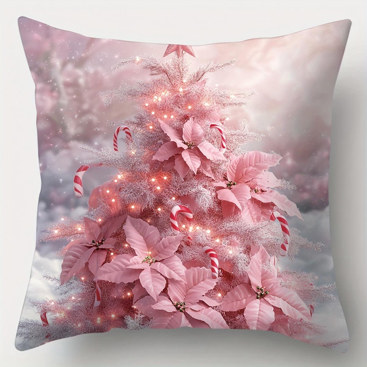 

Рождественское украшение наволочка новогодний подарок розовая рождественская палочка цветной шарик гирлянда узор украшение для дома чехол для диванной подушки 40x40cm