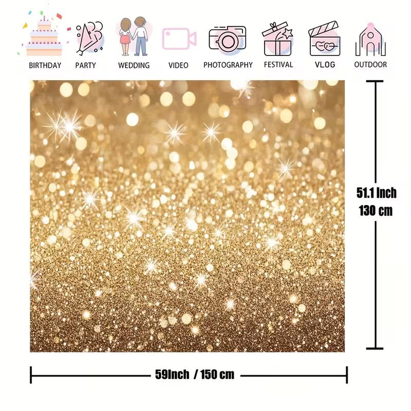 2D Gold Glitter Bokeh Backdrop for Studio Photography & Party