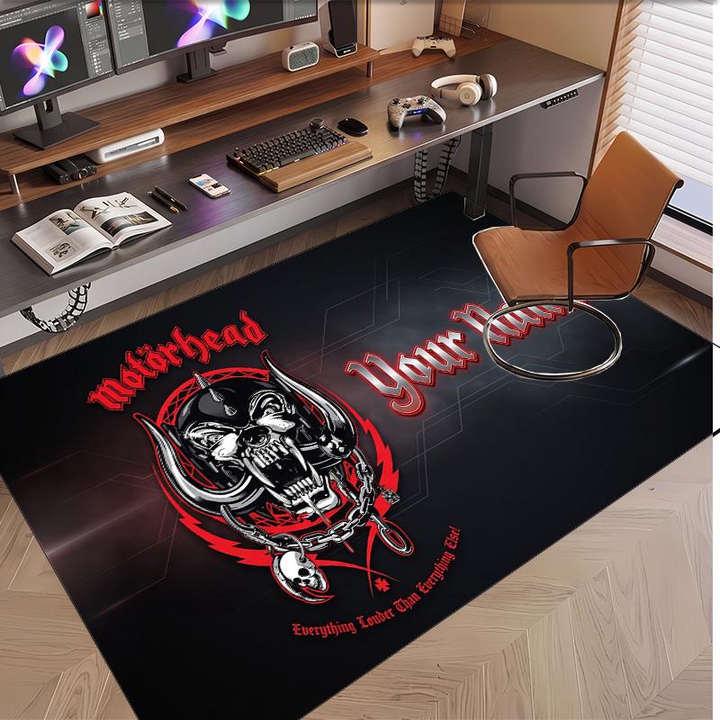 Personalized Crystal Velvet Carpet Motorhead Pattern Non Slip Floor Rug