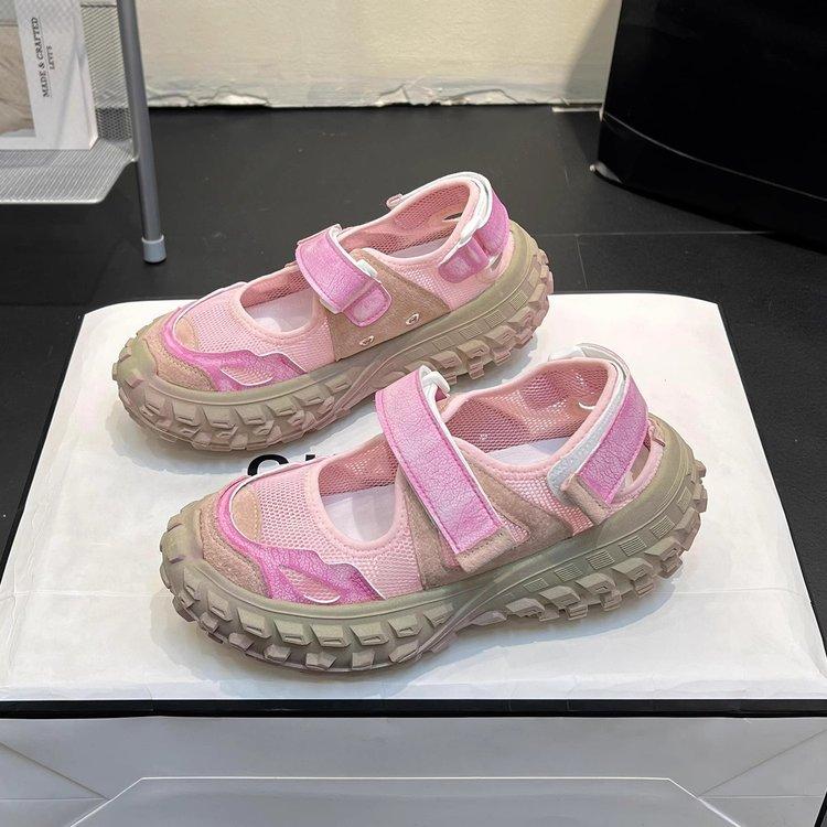 

Children s Korean version of sports shoes 2025 summer new boys durian sole sports sandals girls single mesh breathable summer models 37 розовый