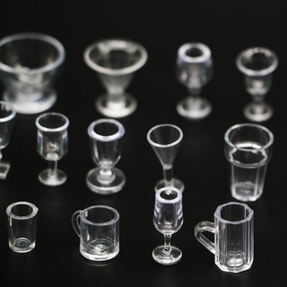 10Pcs/Set Red Wine Glass Dollhouse Wine Glass Dollhouse Miniature Glass Cup  Scene Ornament