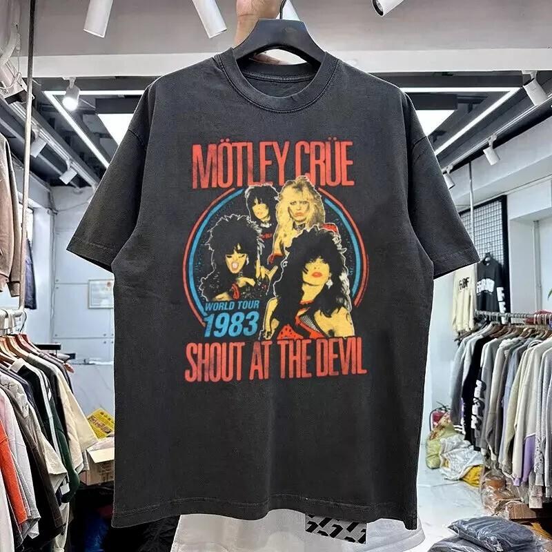Motley Crue Band Shout At The Devil 1983 Tour Black Unisex Tshirt Reprint S-5XL S