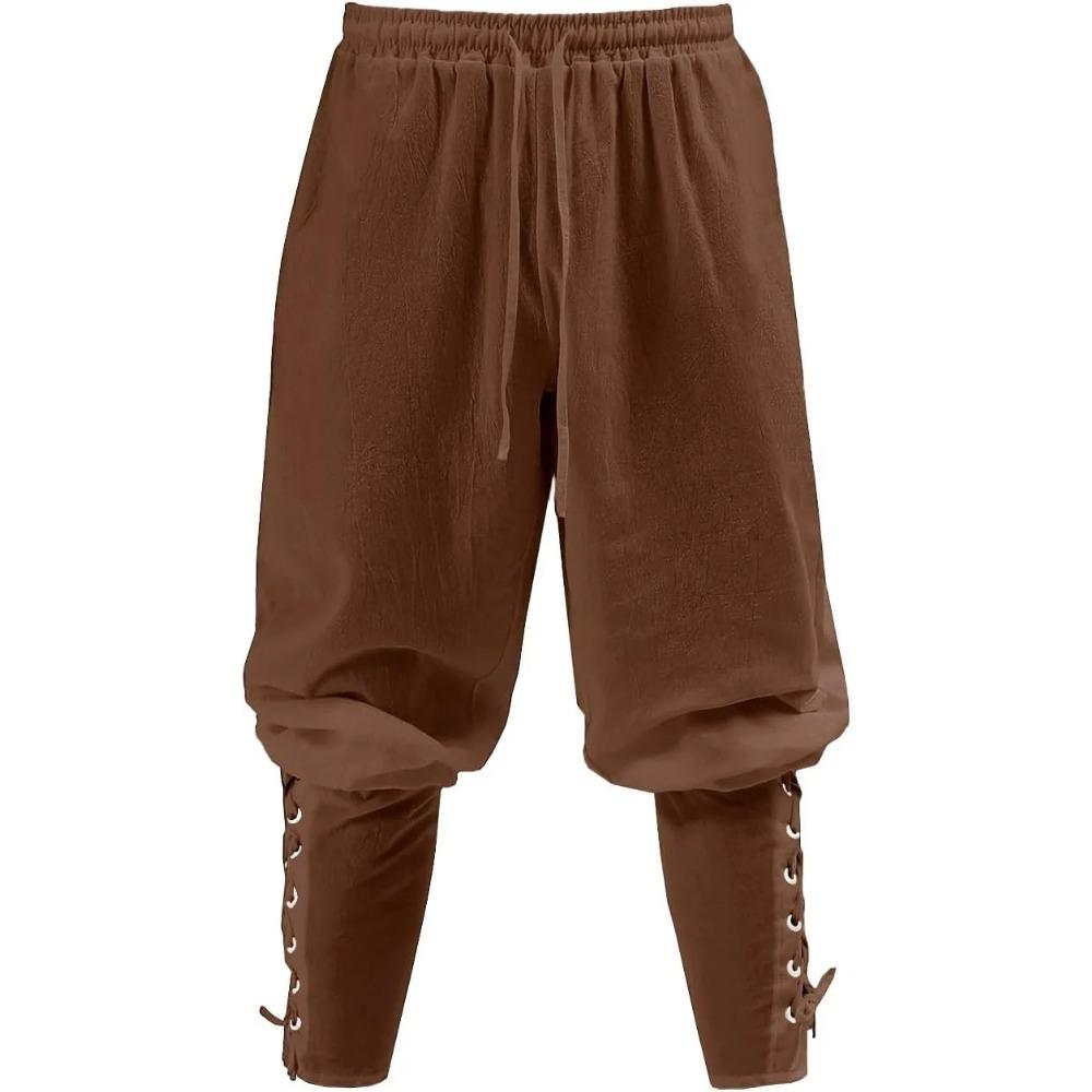 Men's Vintage Pants Medieval Viking Pirate Customets Lace-up Cotton Linen Trousers Halloween Cosplay Outfits