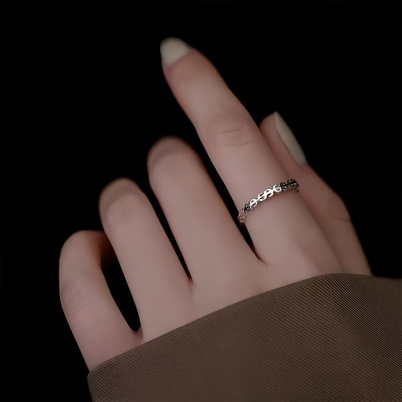 Titanium Steel Fortune-gathering Copper Coin Ring - Hollow Opening for Attracting Wealth, Immediately Gain Money - Striped Ring