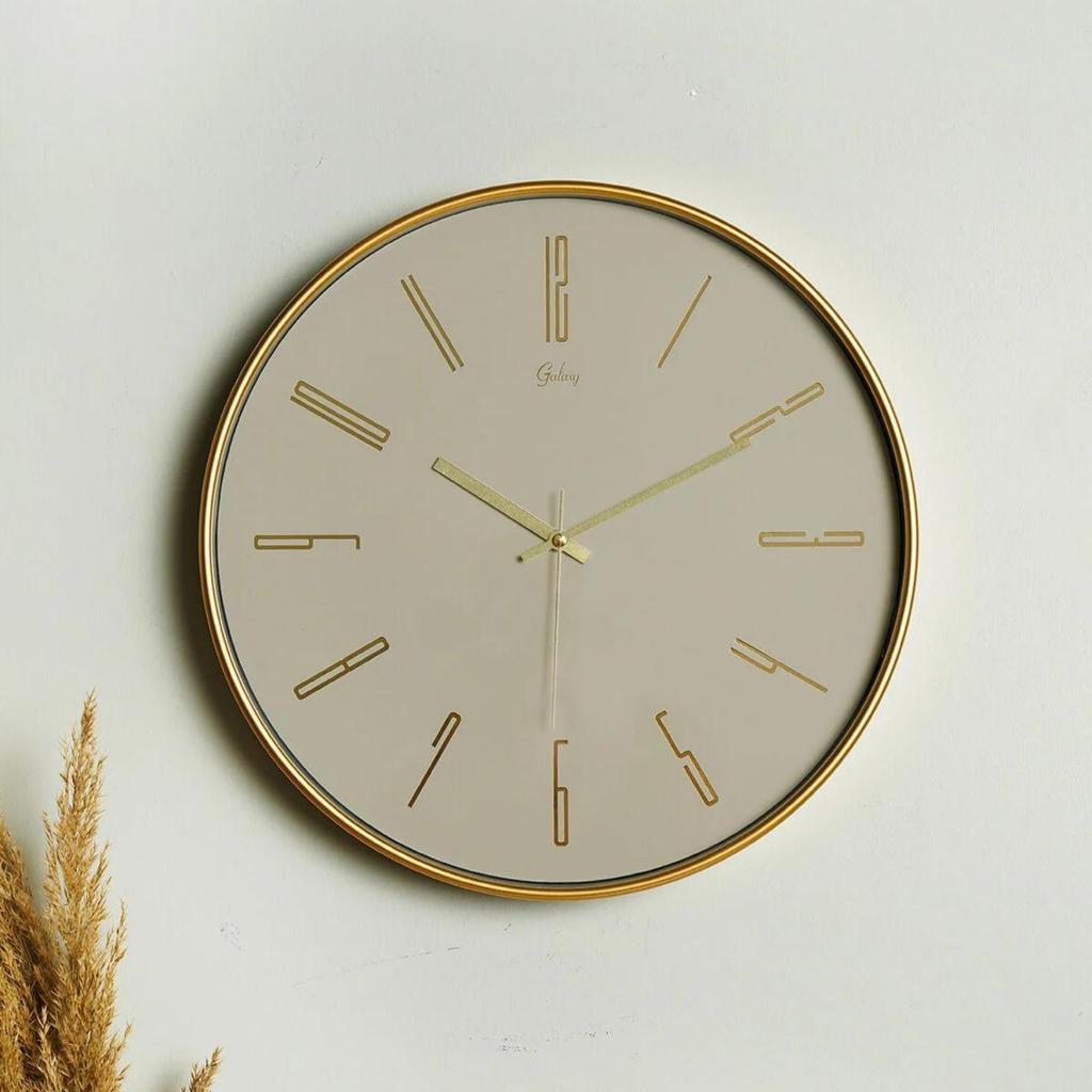 Muyika Pino Real Glass 42 cm Silent Mechanism Wall Clock, Blue Gold, Crema Gold, Colorful Wall Clocks, Home Design, Modern Wall Clocks