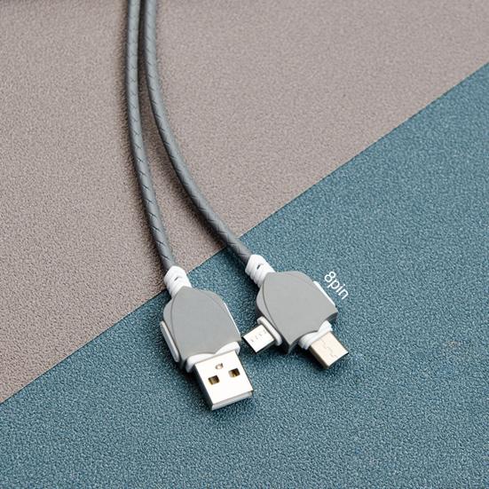 Data Cable 3-in-1 2.1A 8Pin Type-C Fast Charge Micro USB Phone Charging Cord