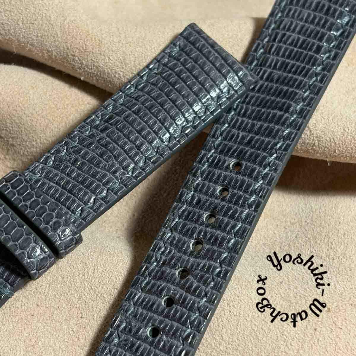 Used liz-372 Lizard Leather Watch Strap Gray (Lug Width 20 mm - Buckle Width 18 mm)