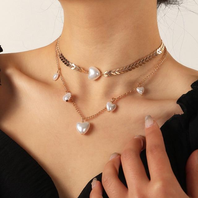 Elegant Big White Imitation Pearl Choker Necklace Clavicle Chain Fashion Necklace For Women Wedding Jewelry Collar  New