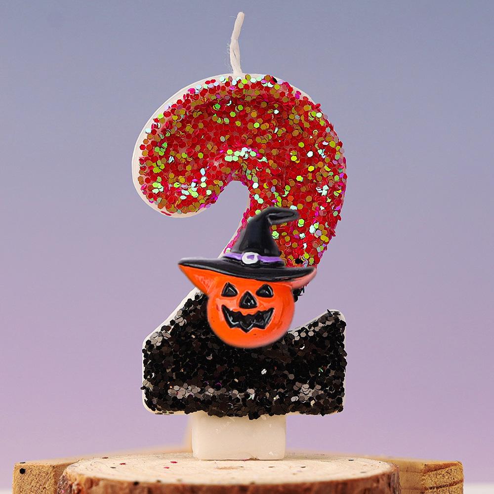 Halloween Birthday Candles for Halloween Theme Party Decor Black Hat Glitter Birthday Number Candle for Kids