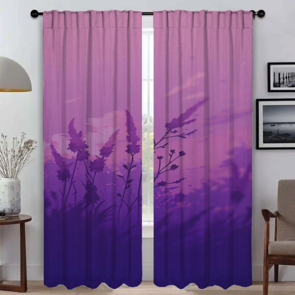 The Edge of the Flower Kitchen Curtains for Living Room Blackout Curtain Halloween Decoration Home Interior Curtains 2 Pieces