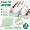 Travel Portable Pill Organizer with 14 Reusable Zipper Pouches, Food Grade Silicone Case for Medicine and Daily Essentials