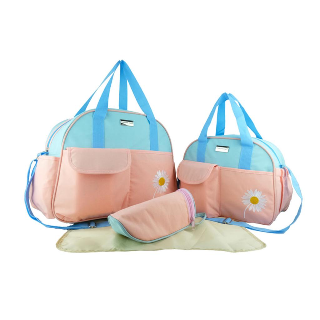Fashion Mommy Bag Four Piece Set Small Daisy Pattern Large Capacity One Shoulder Mommy Bag Multi Functional Diagonal Diaper Bag