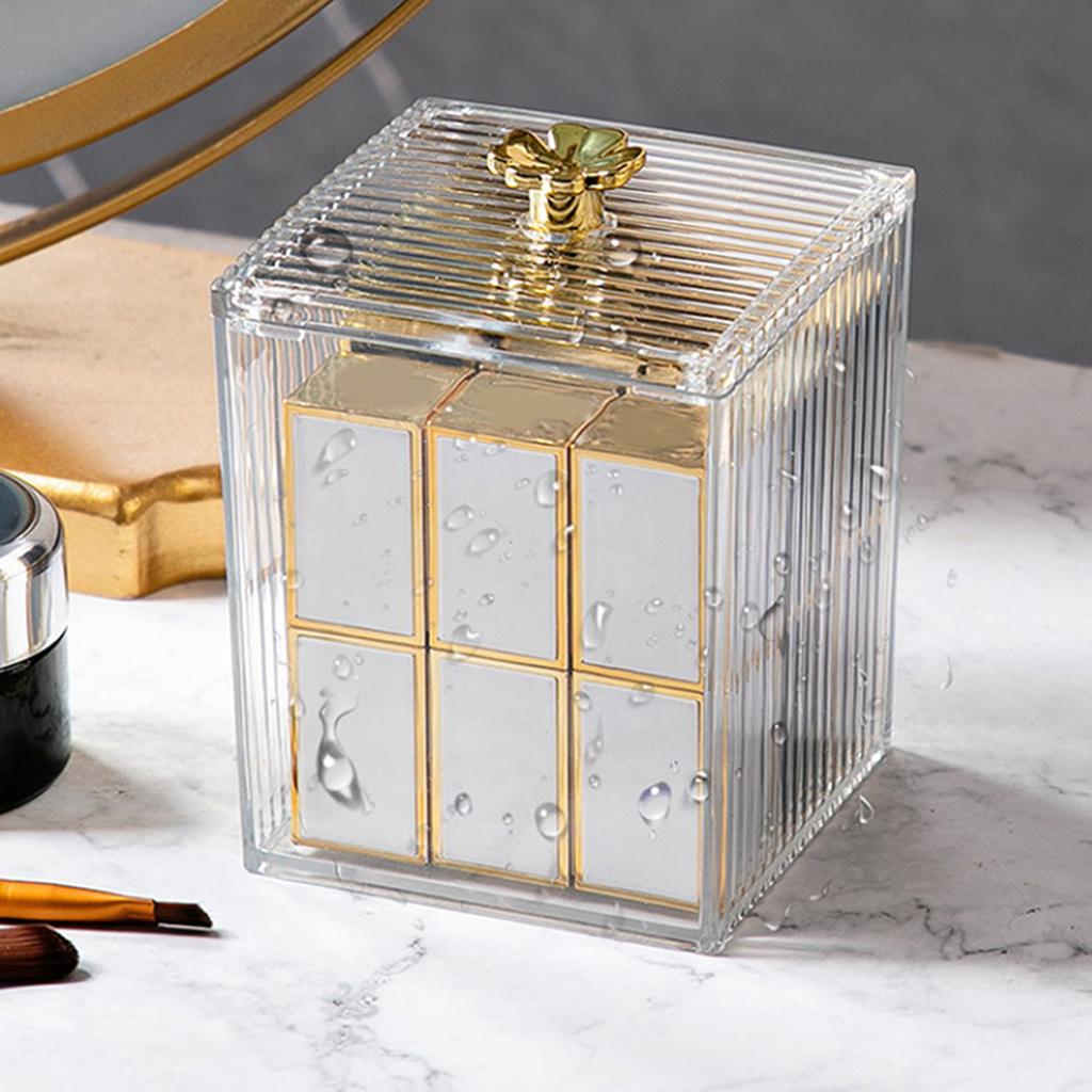 Storage Box Acrylic Dust-Proof Transparent Jewelry Box Makeup Removal Cotton Swab Lipstick Container Desktop Storage Organizer