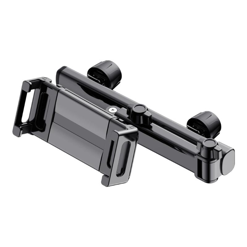 Car Headrest Phone Tablet Holder Double Rod Foldable 360 Degree Rotating Stand Holder Universal Vehicle Backseat Mount
