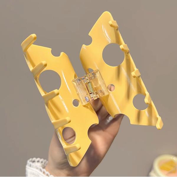 Fun Cheese Grab Clip Creative Plate Hair Shark Clip Girl's Hair Claw Back Triangle Hollow Hair Grab Hair Ornament