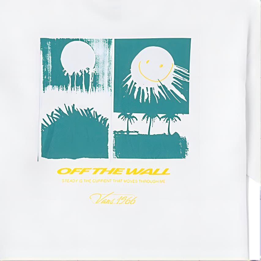 Vans Comfortable Soft Letter Smiley Sun Fun Print Short Sleeve T-Shirt Unisex Tops White VN000NN2WHT