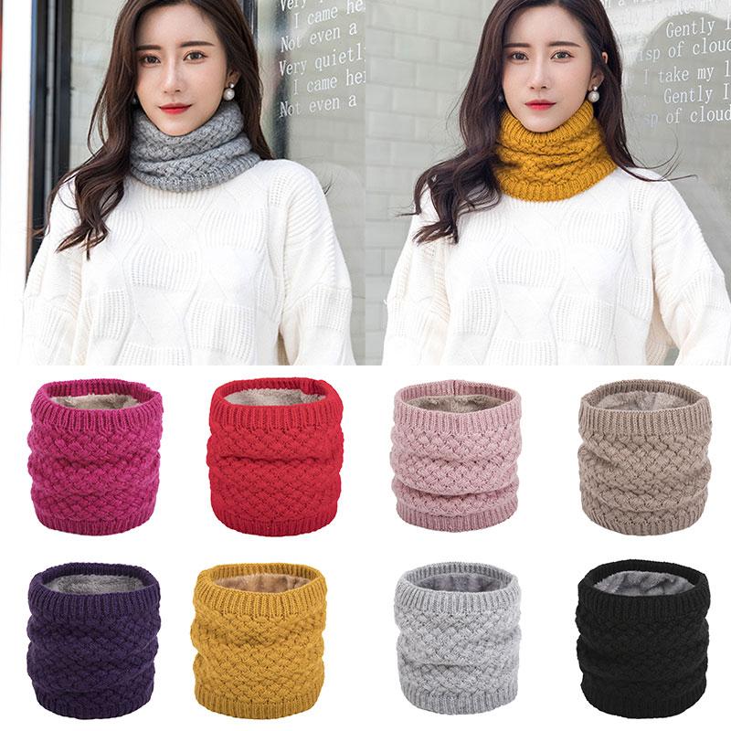 Winter Scarf For Women Children Baby Warm Cotton Brushed Knit Neck Warmer Circle Ski Climbing Scarf Neck Scarves Men