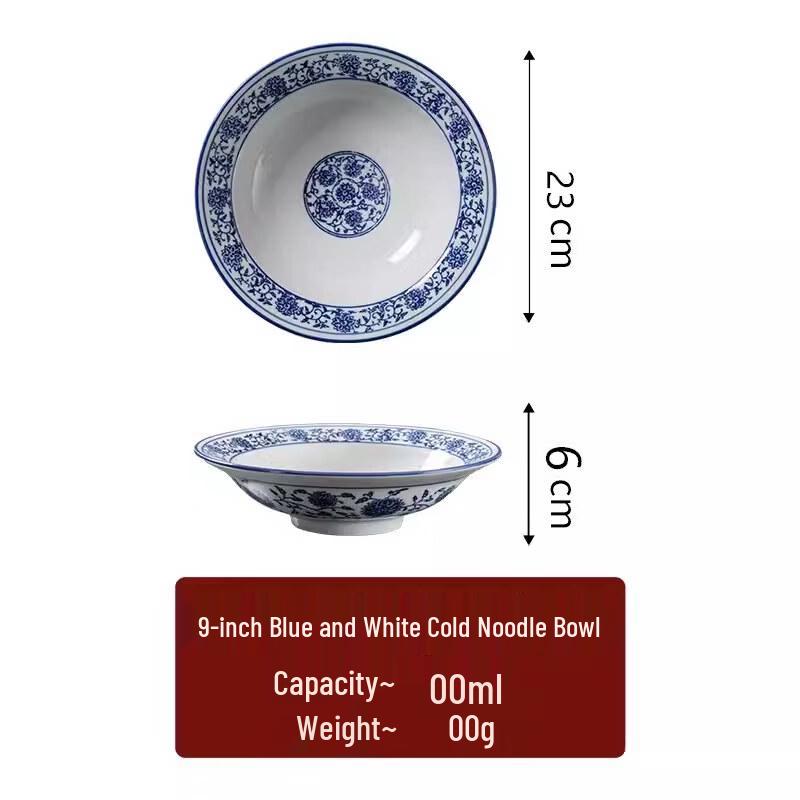 

Retro Blue & White Ceramic Noodle Bowl