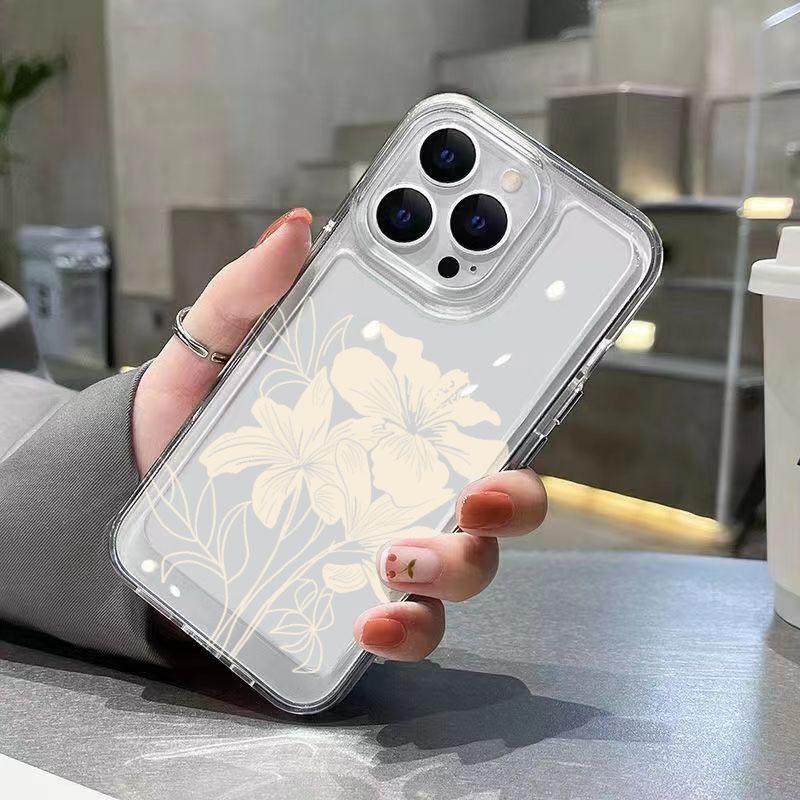 White Flower Transparent Phone Case For iPhone 17 16 Pro Max Cases iPhone 15 13 12 11 14 7 8 Plus XS 16E 17 Air Soft Clear Cover