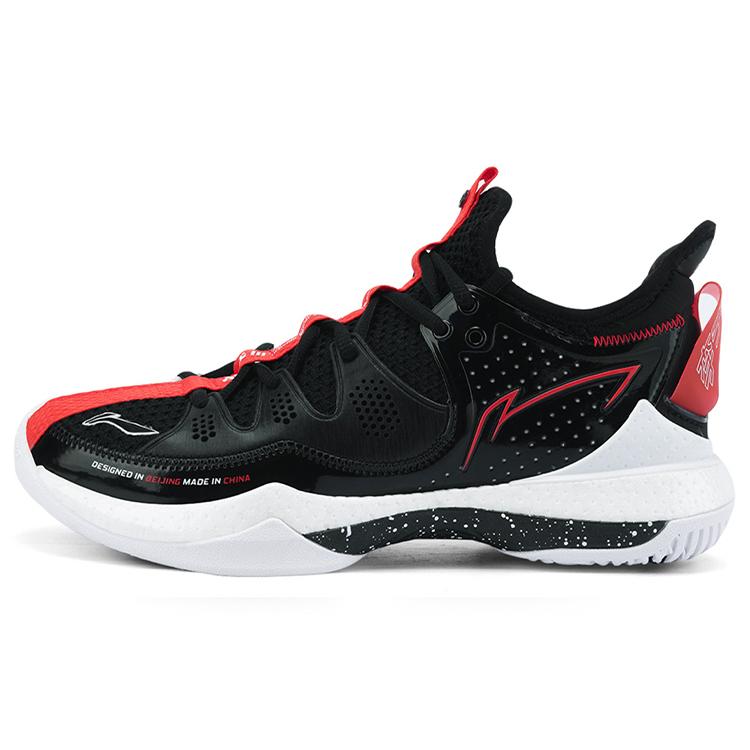 

New LINING Badminton Shoes Unisex Mid Top Black/White/Red AYAS024-2 41.5