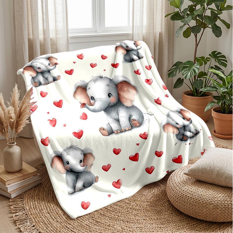 

Cute Elephant with Santa Hat blanket Personalized Name Flannel Blanket Soft Cozy Plush Throw for Sofa Bed Lightweight Home Decor 75x90cm